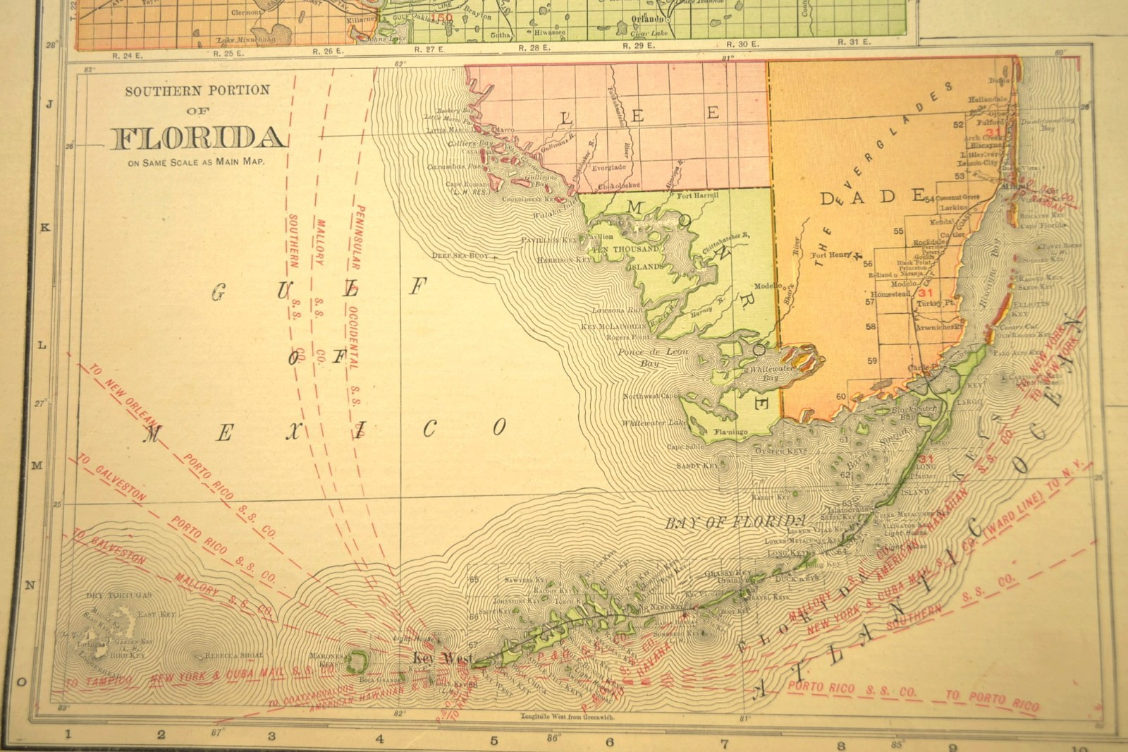1911 Florida Railroad Map ORIGINAL Atlas Florida East Coast Railway DATED