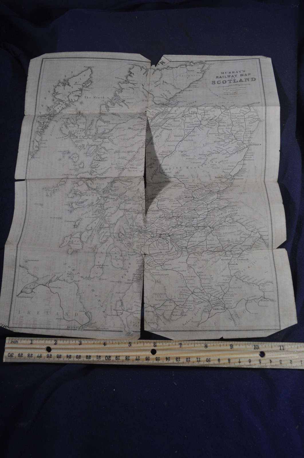 Ca 1873 *VERY RARE* Murrays Railway Map Scotland