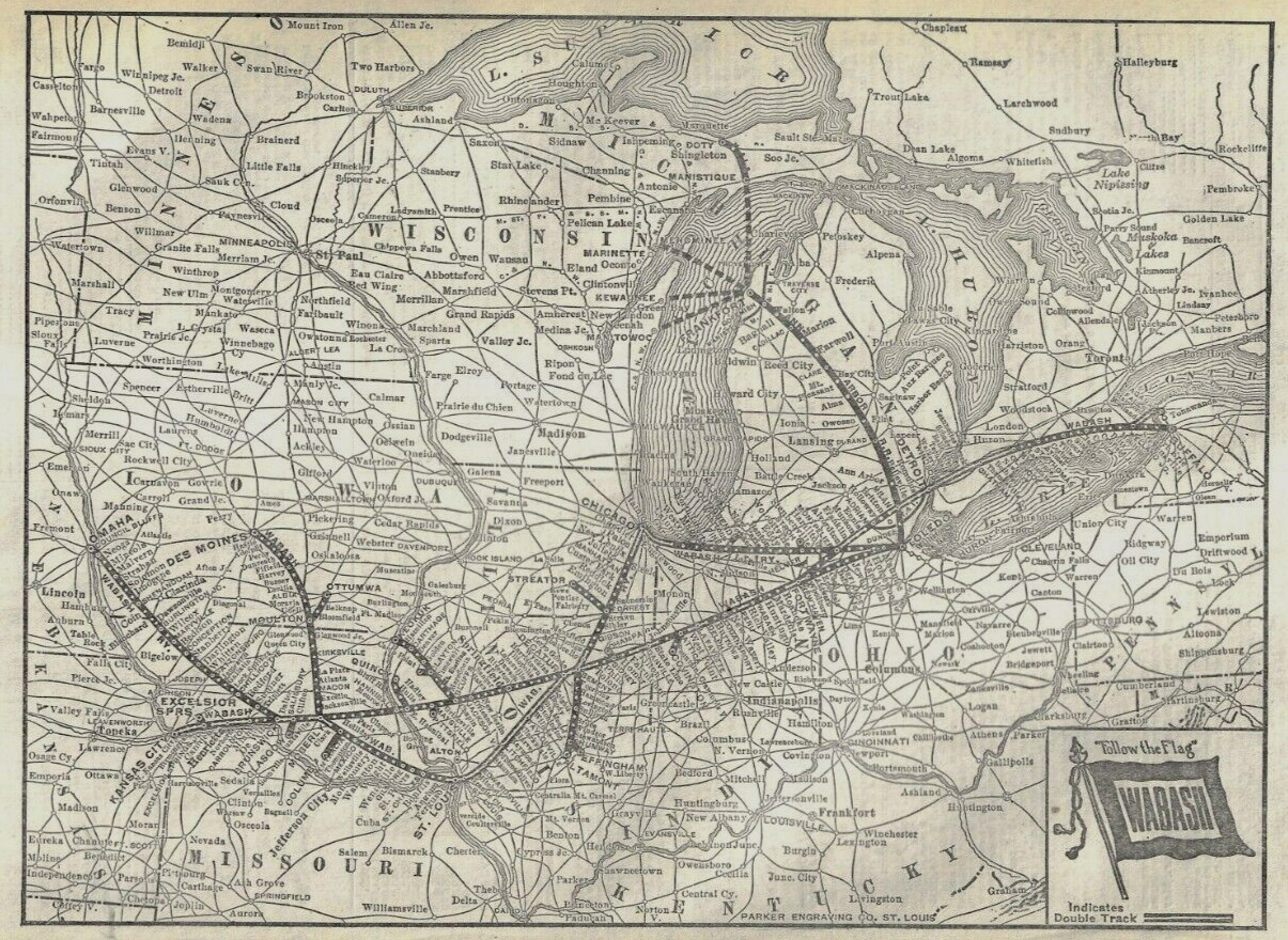 1926 WABASH RAILROAD MAP