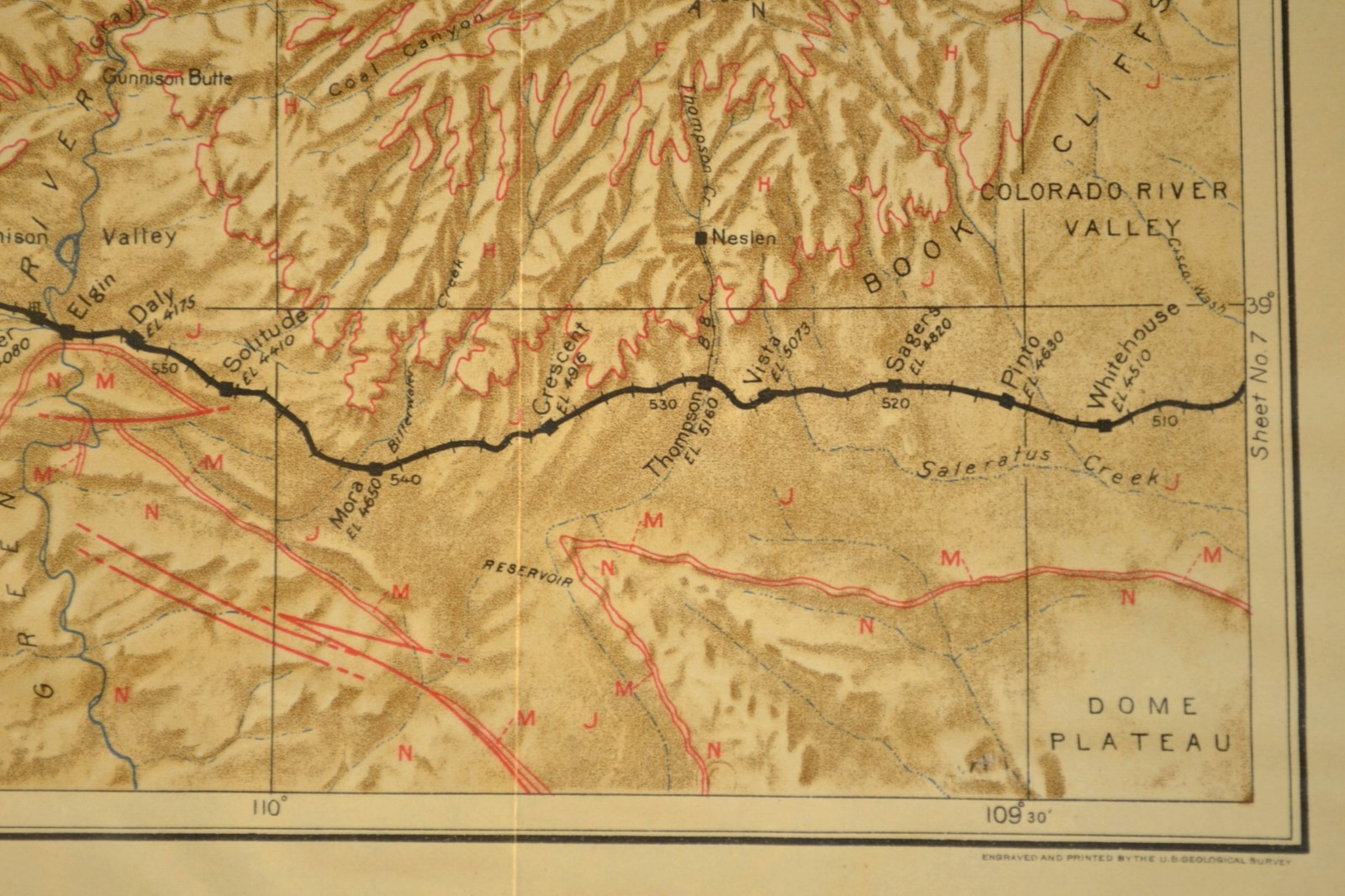 1922 Denver Rio Grande RR Map Woodside Utah Thompson Book Cliffs Green River