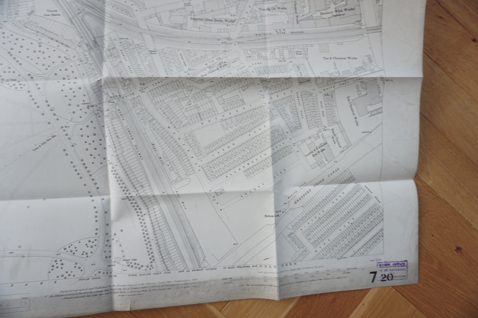 1894 Hackney Wick Victoria Park Station London GER Railway OS Railway Map *