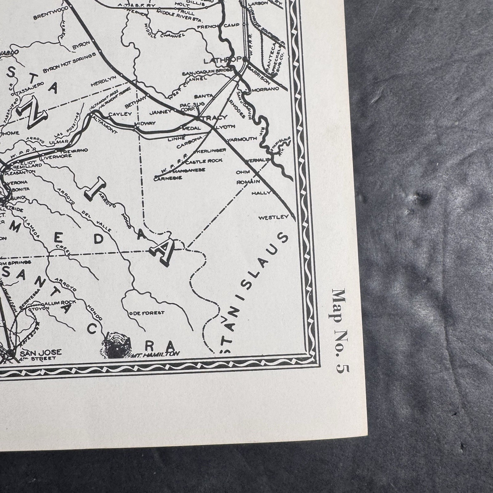 Vtg Southern Pacific Railroad Double Sided Map Western & Stockton Div Map 5 & 6