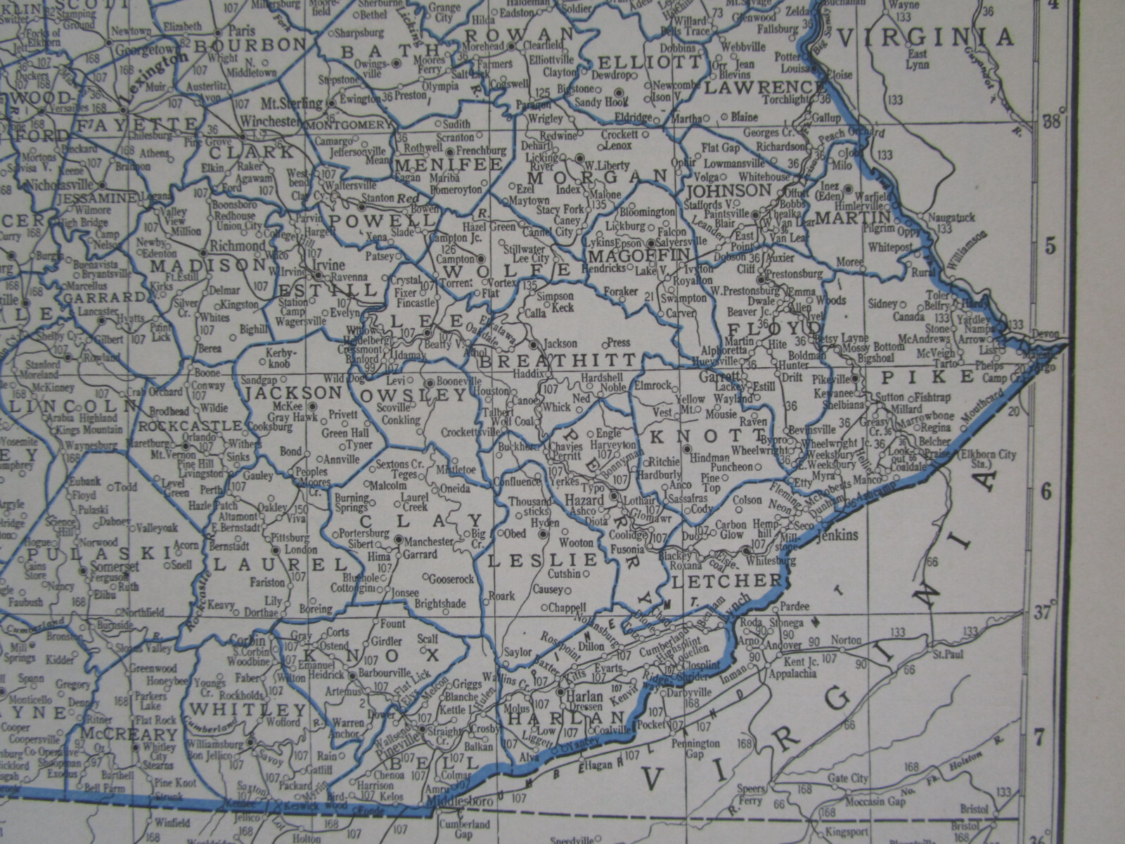 KS KY 1933 KANSAS RAILROAD Map LEAVENWORTH & TOPEKA RR ~or~ KENTUCKY Map. CADIZ