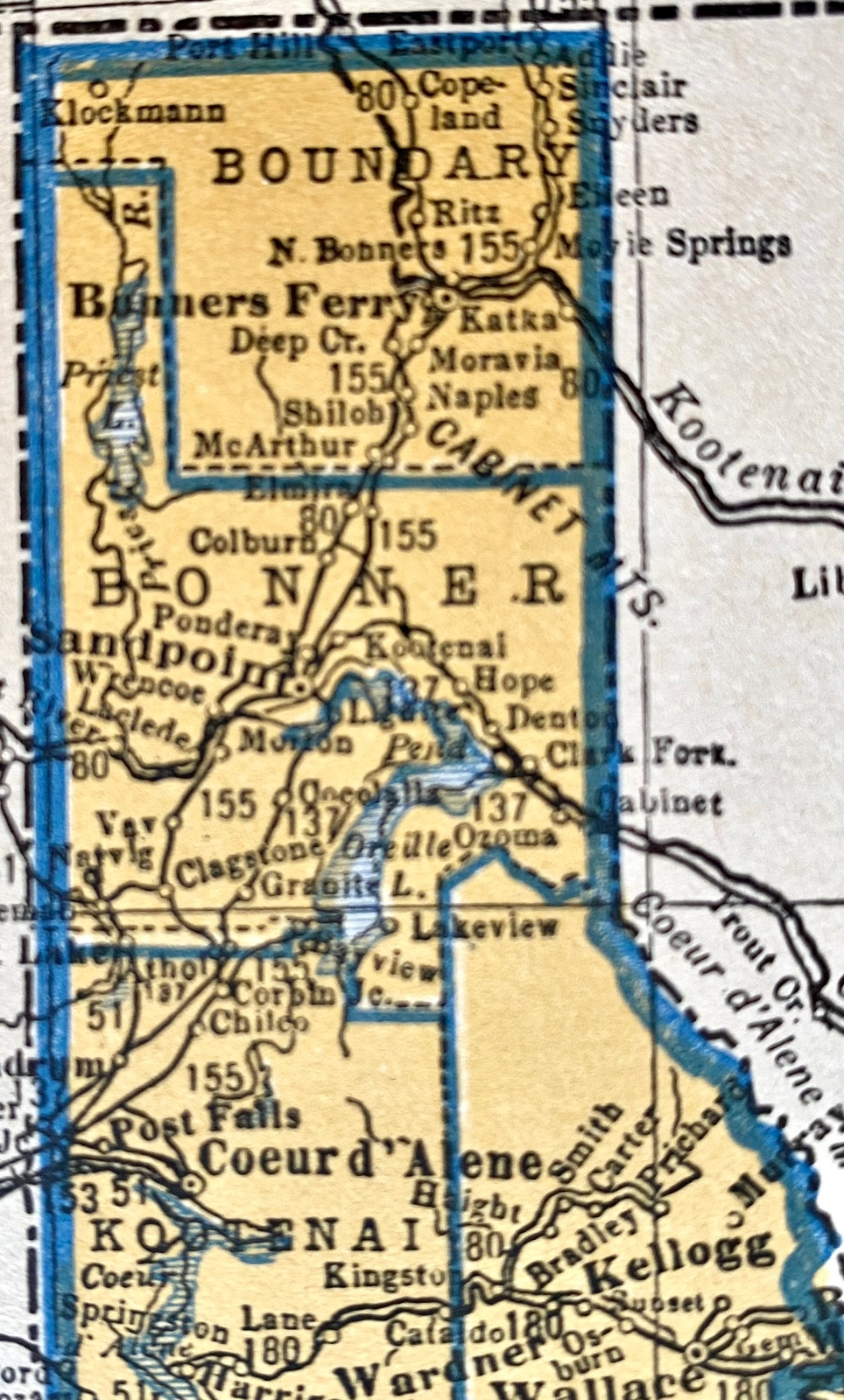 IDAHO & ILLINOIS Original c 1935 County & Railroad Maps. Hammond & Co. 9×12″