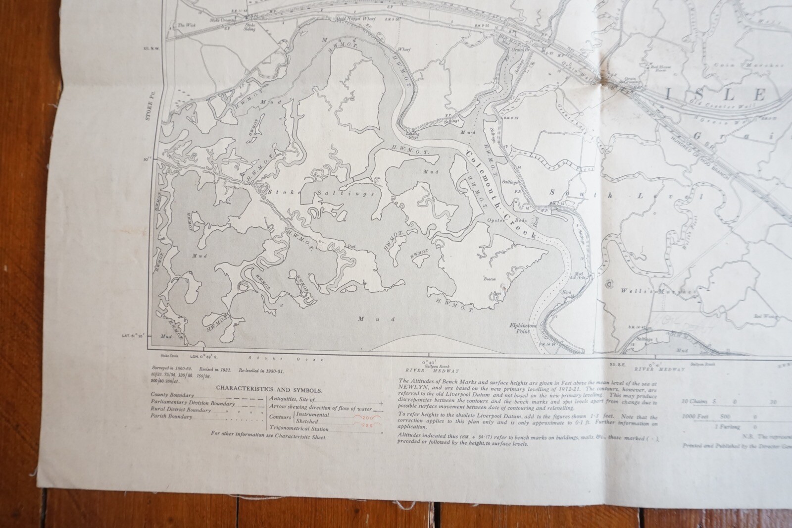 1931 Isle of Grain Kent Southern Railway OS Linen Map