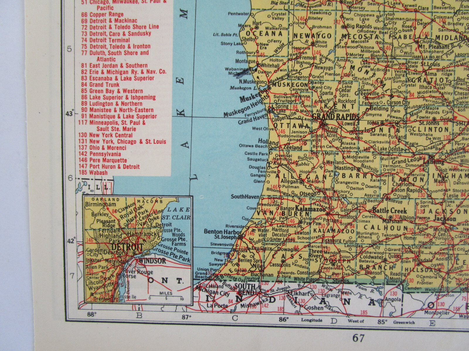 MN MI 1948 MINNESOTA RAILROAD Map. DULUTH & NORTHEASTERN RR ~or~ MICHIGAN