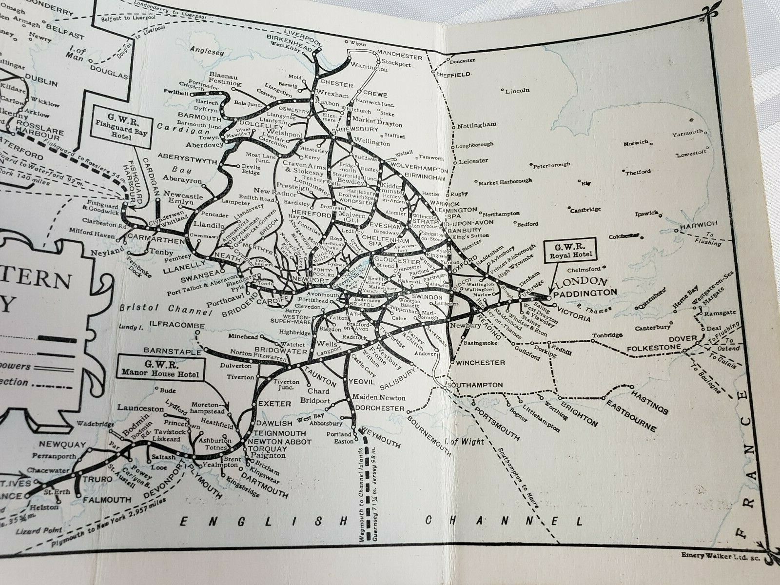 MAP OF THE GREAT WESTERN RAILWAY VINTAGE RAILROAD REFERENCE BOOKLET TRAIN ROUTE