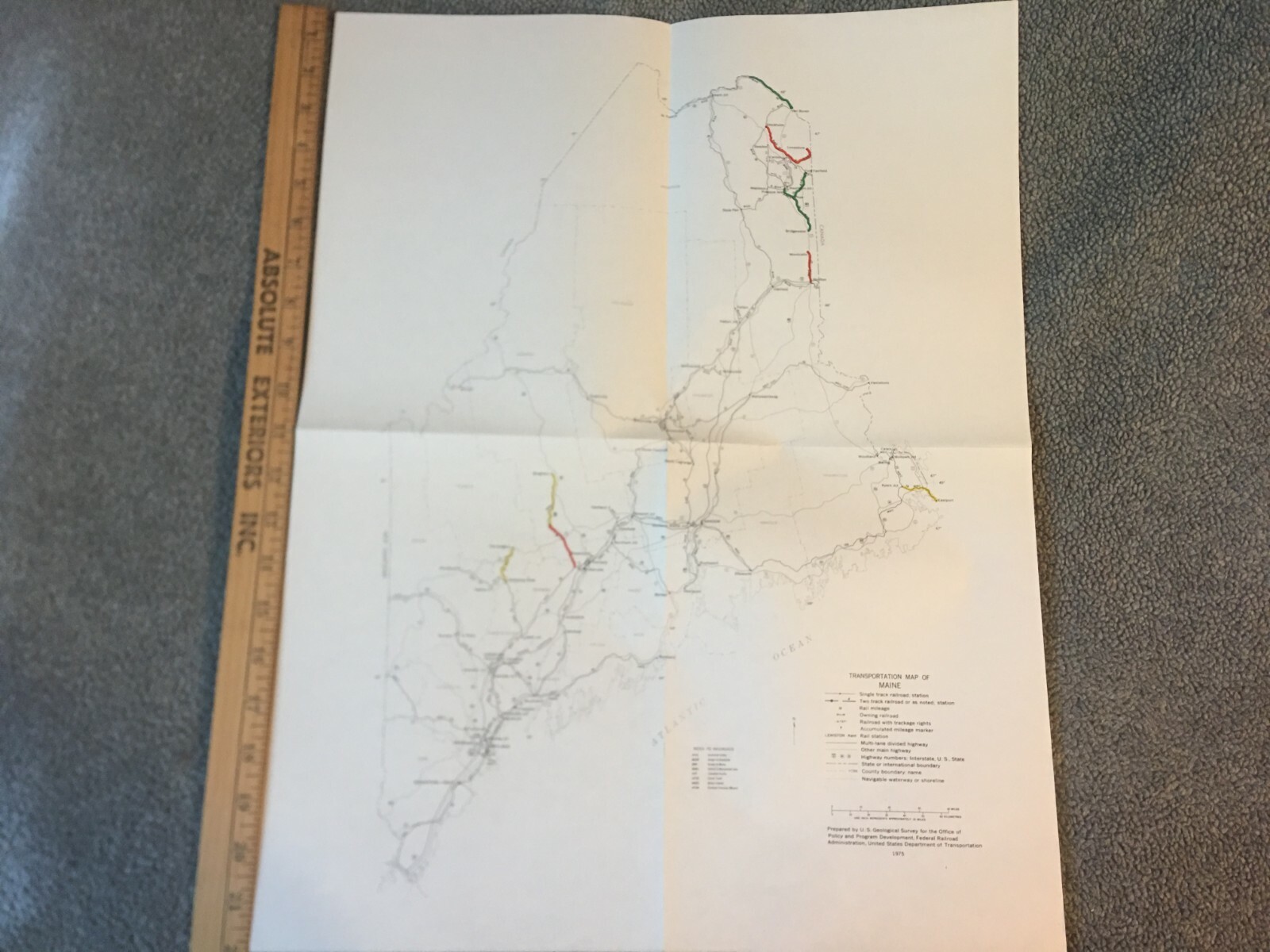 Vintage 1975 Maine Transportation Map●Federal Railroad Administration●11″x17″