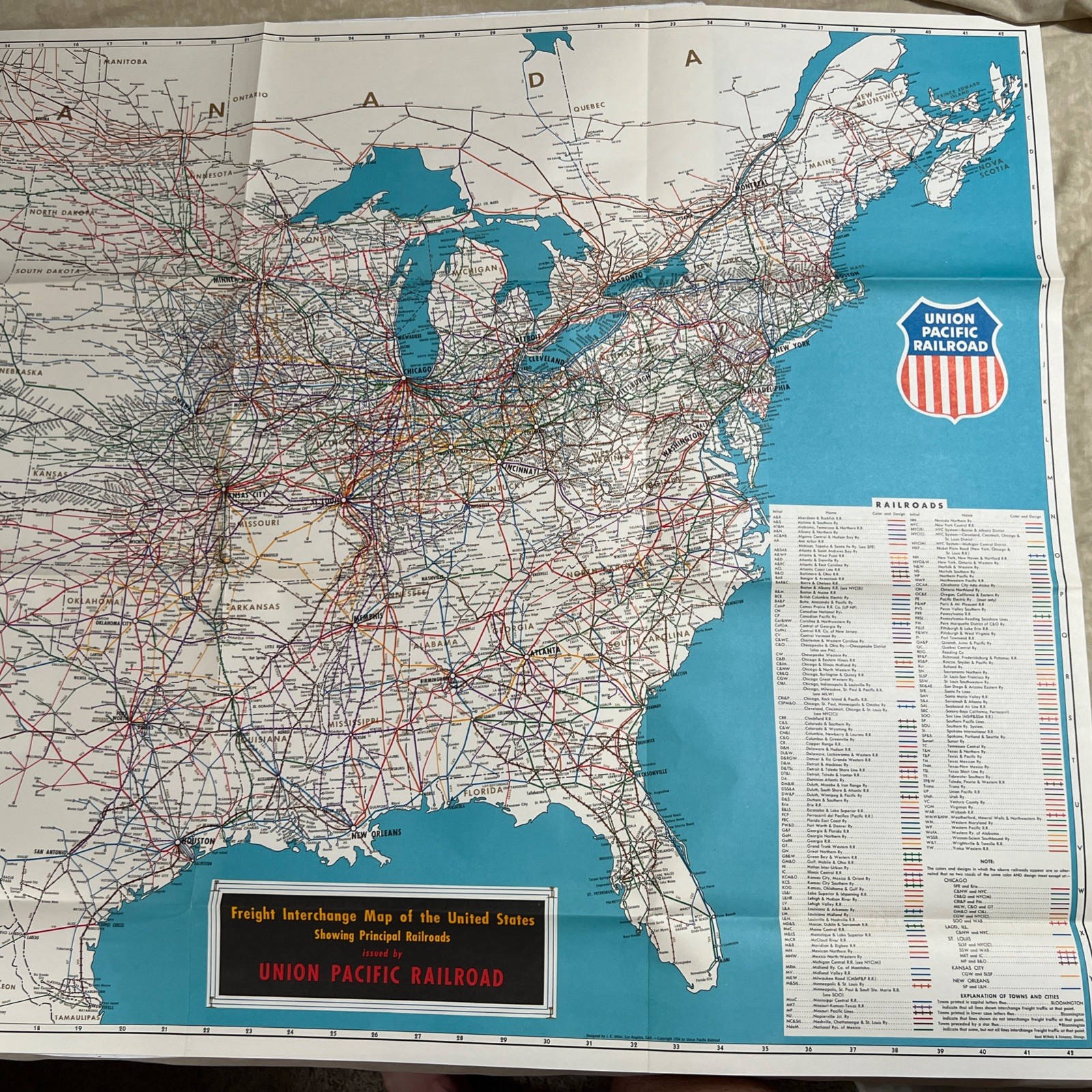 VTG Union Pacific Railroad Freight Interchange Map, Booklet and Signed Letter
