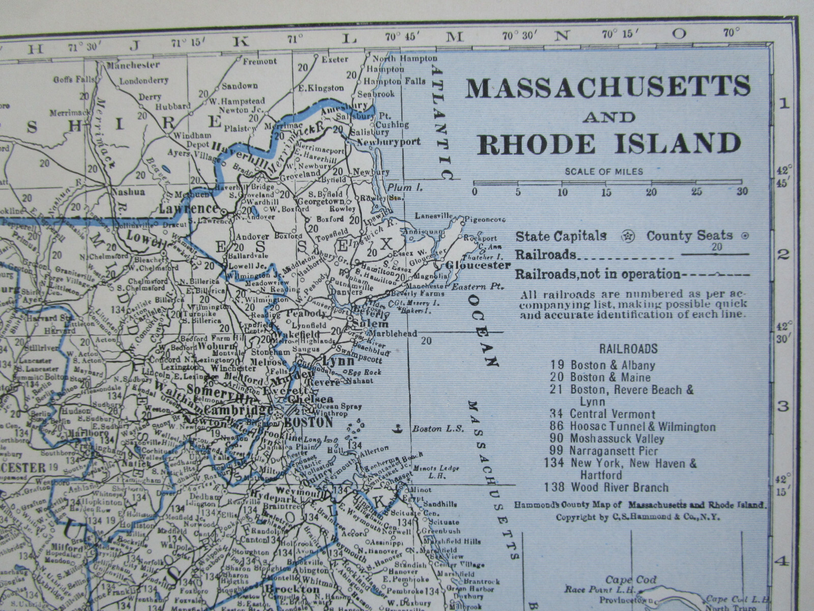 MD DE MA 1933 MARYLAND DELAWARE RAILROAD Map CHAFFEE RR ~or~ MASSACHUSETTS RI