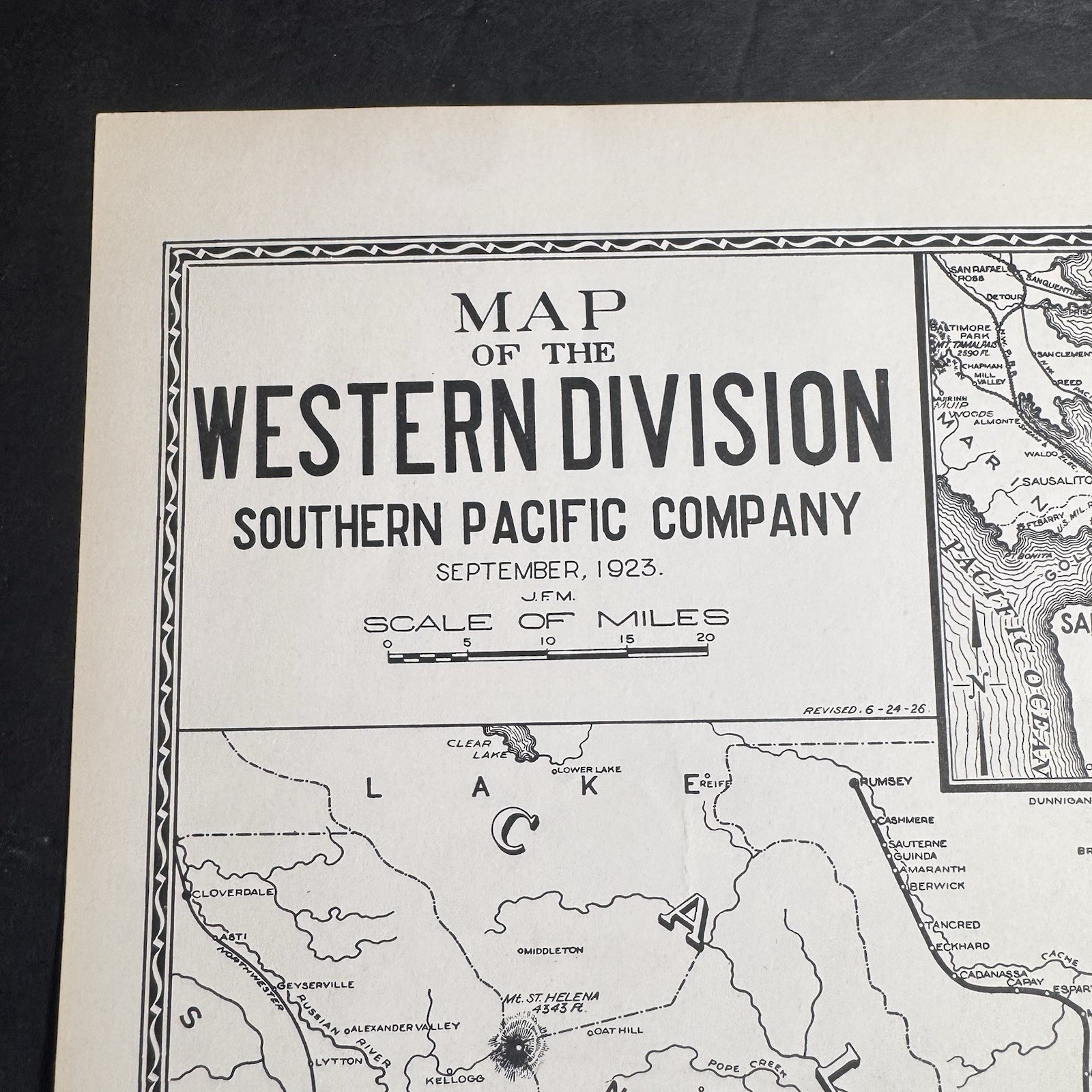 Vtg Southern Pacific Railroad Double Sided Map Western & Stockton Div Map 5 & 6