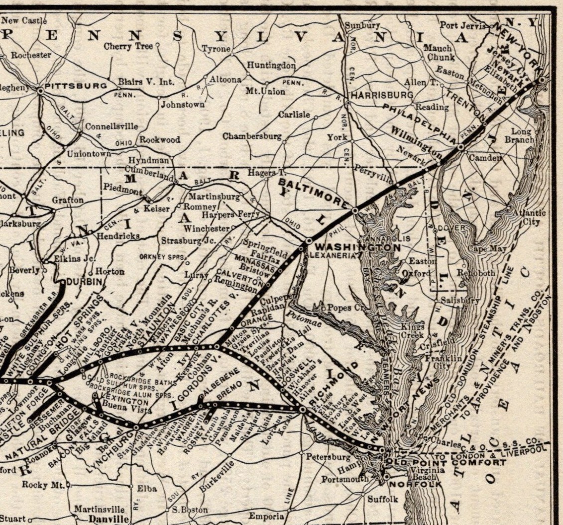 1903 Antique Chesapeake and Ohio Railway Map Vintage C & O Railroad Map 3096
