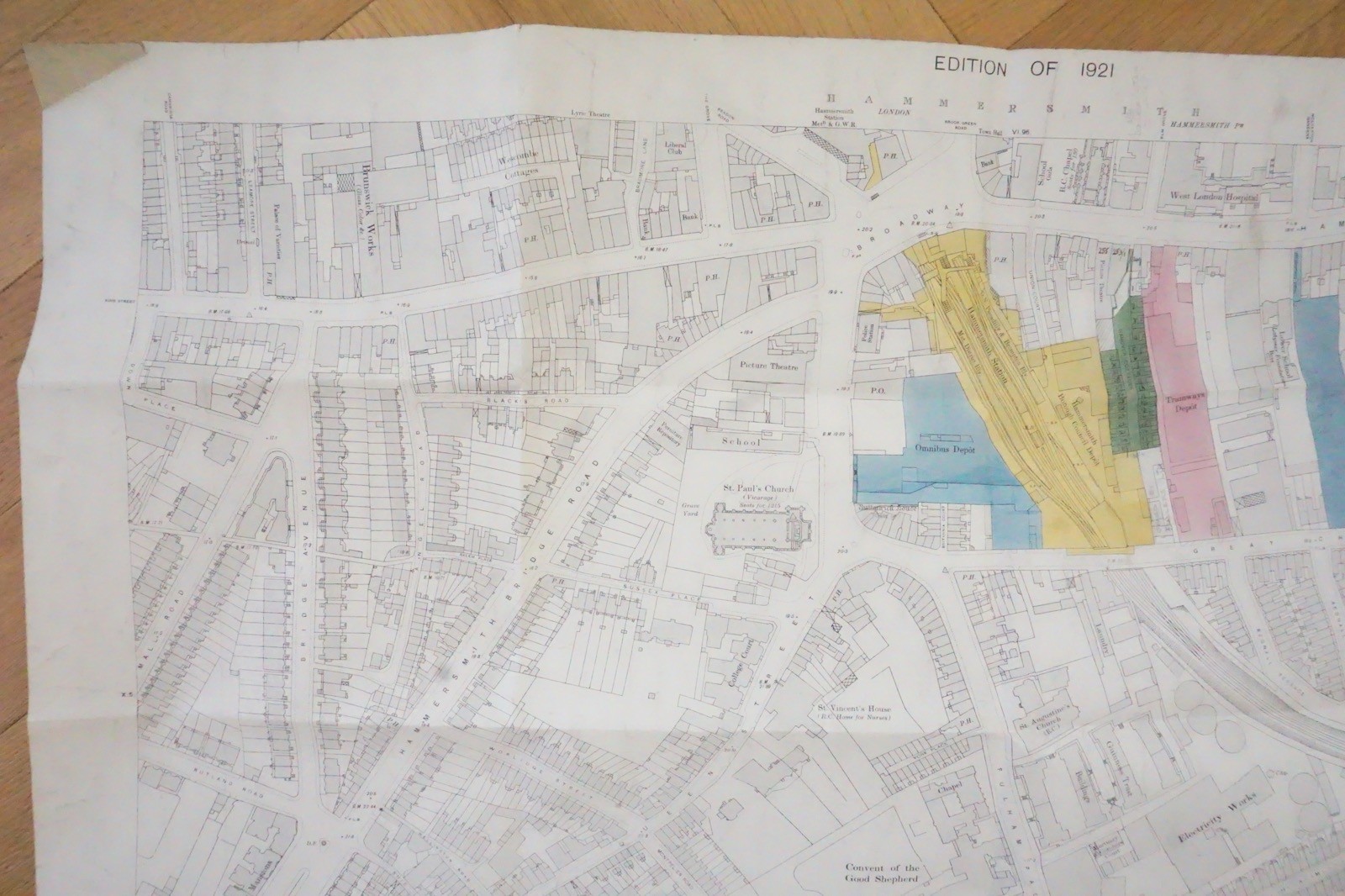 1921 Hammersmith Fulhan London Railway OS Railway Map **