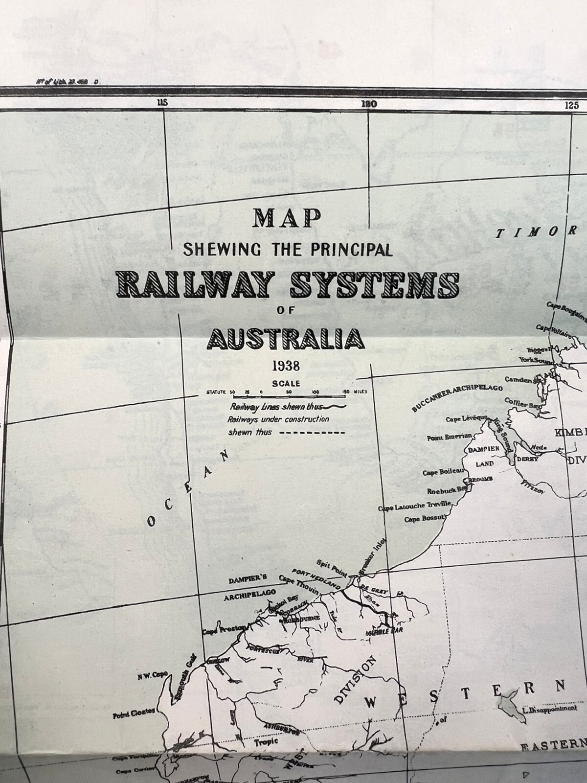 RAILWAY SYSTEM OF AUSTRALIA 1938 MAP +NEW SOUTH WALES RAILROADS SYDNEY NEWCASTLE