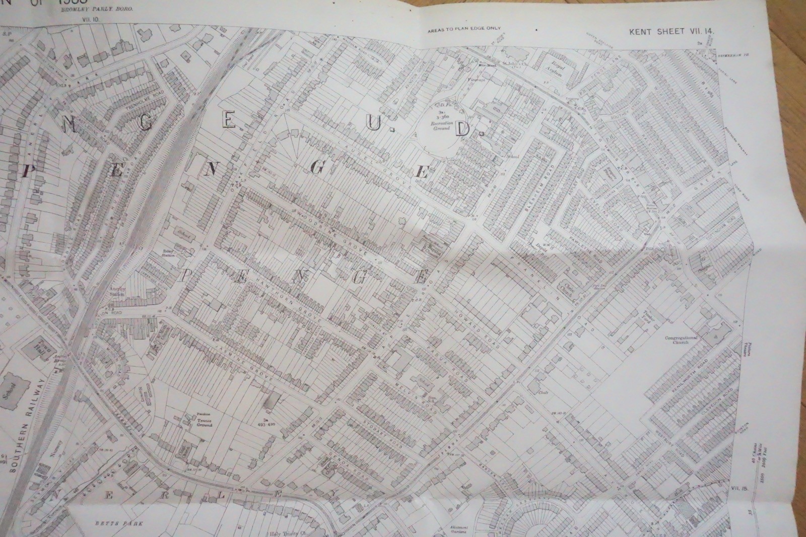 1933 Surrey Anerley Penge Southern Railway OS Railway Map *