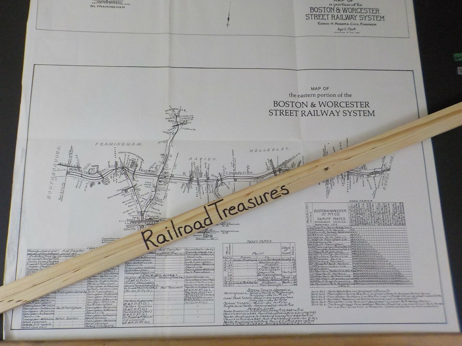 Map Boston & Worcester Street Railway System Reprint