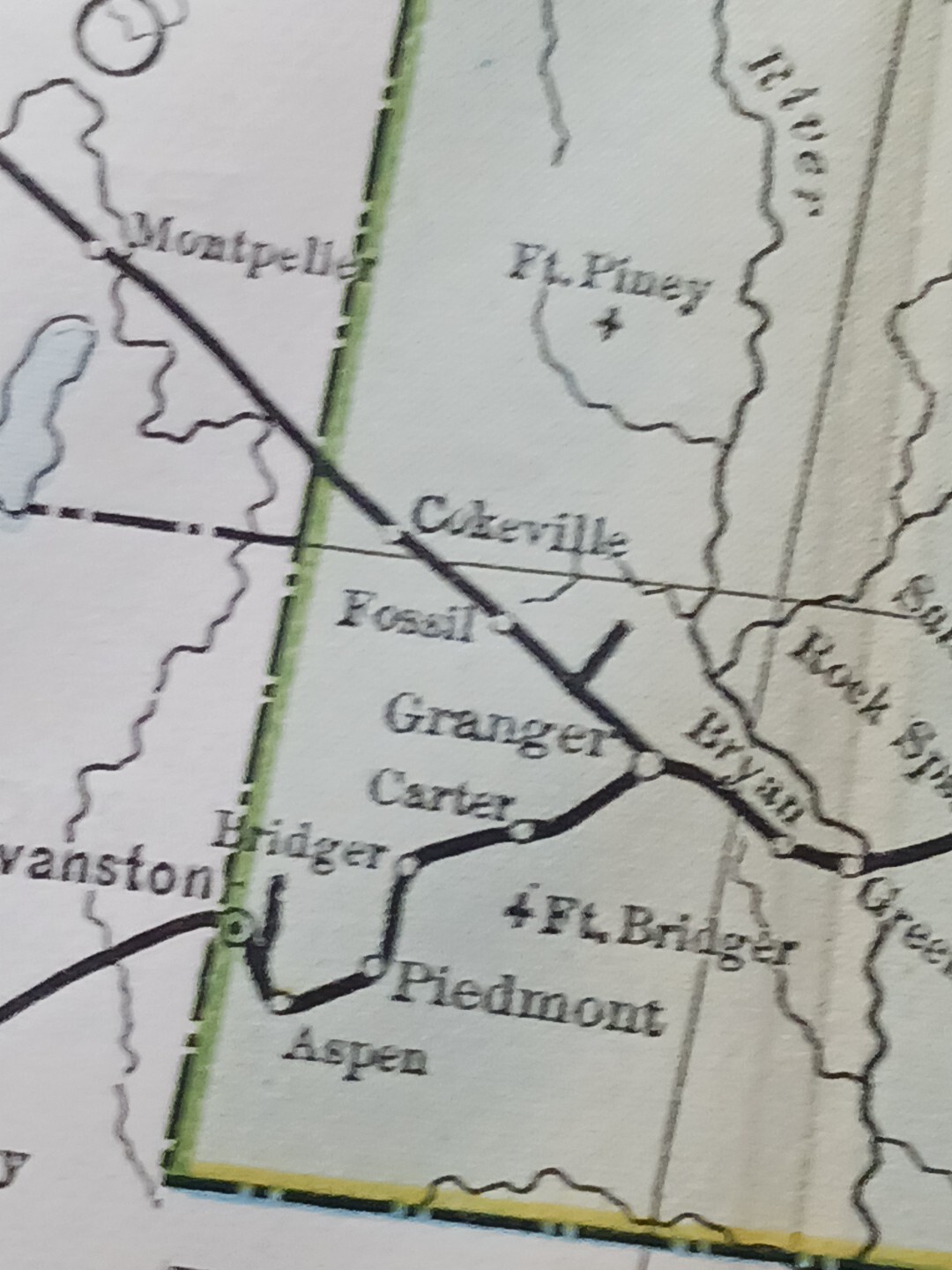 ☆1895 Antique Train Route Map Wyoming Montana All Railroad Lines Marked 11″×9″
