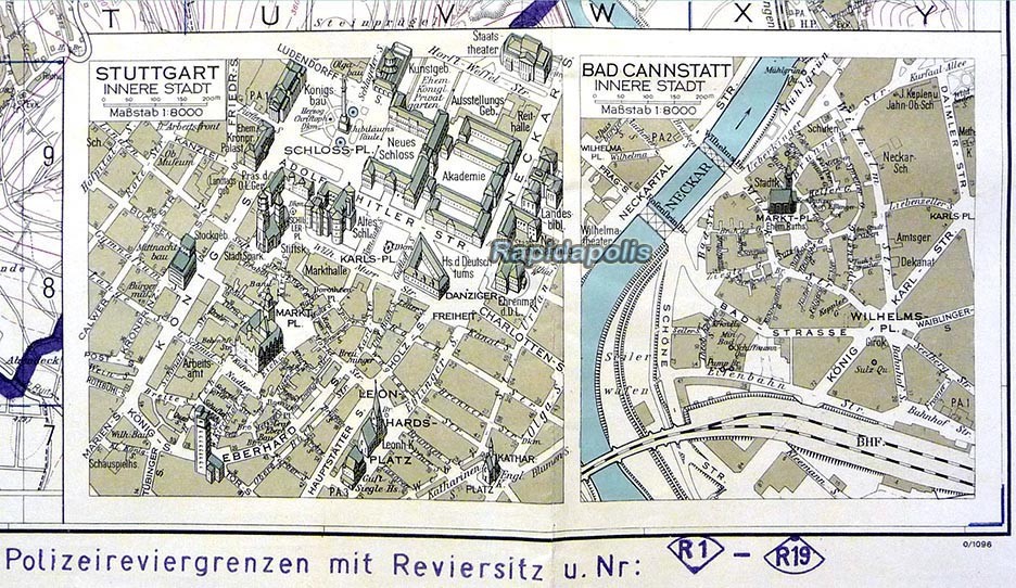 Original Official 1942 German CITY GOVERNMENT MAP OF STUTTGART ~ very rare