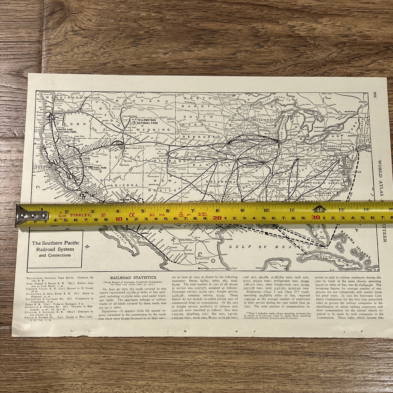 Antique 1917 Map Of The Southern Pacific Railway System 15×11 Inches