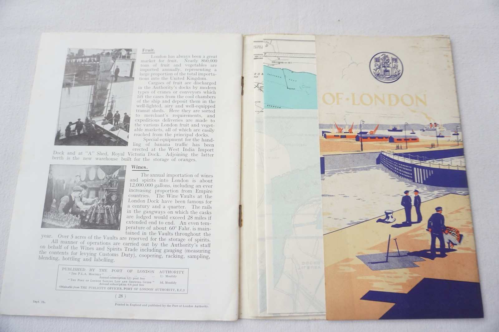 1936 Port of London Publicity Book & Map of Docks River Thames India Tilbury