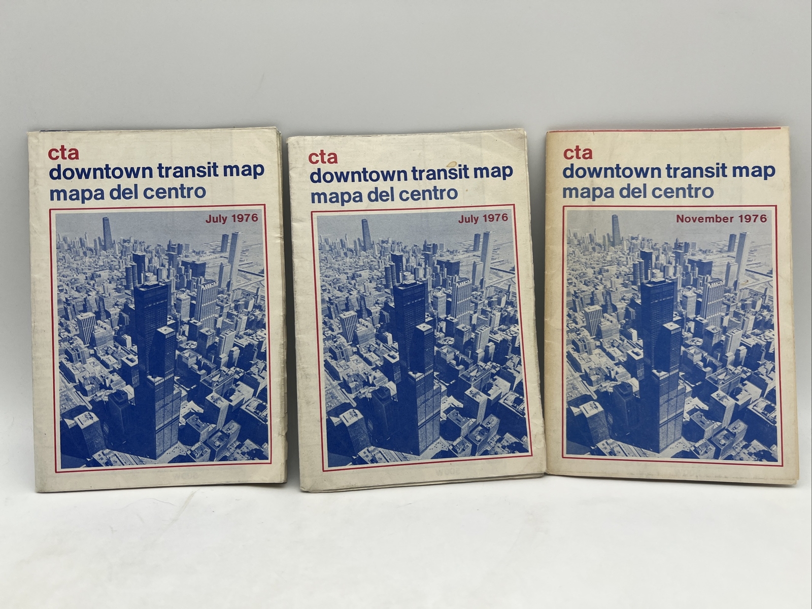1976 CHICAGO TRANSIT AUTHORITY CTA DOWNTOWN TRANSIT MAP Bus L Subway NOVEMBER