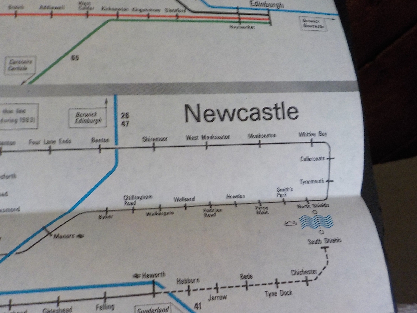 Map British Rail Passenger Network 1983-1984 International Passenger Network
