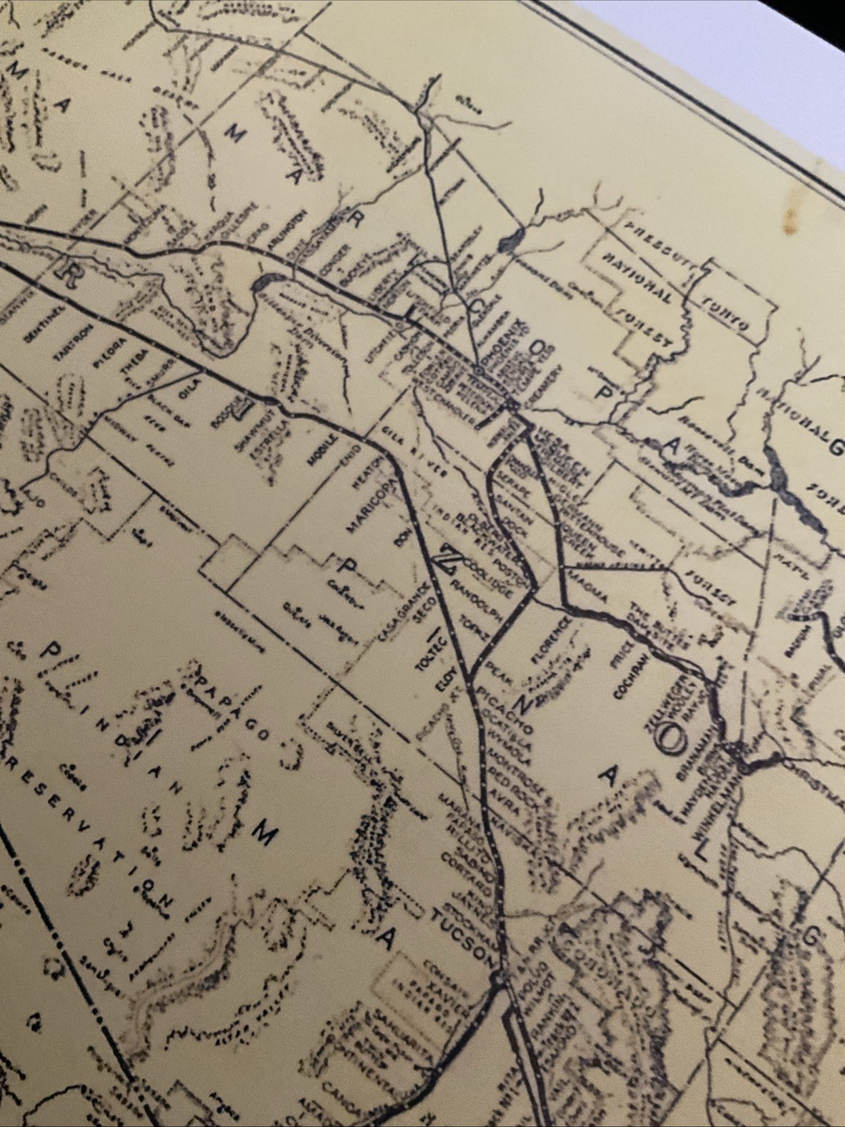Tucson Division Map Southern Pacific Railroad Arizona 1951