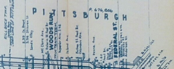 1956 PRR Pennsylvania Railroad Track Chart Pittsburgh Region Dist. -B Main Line