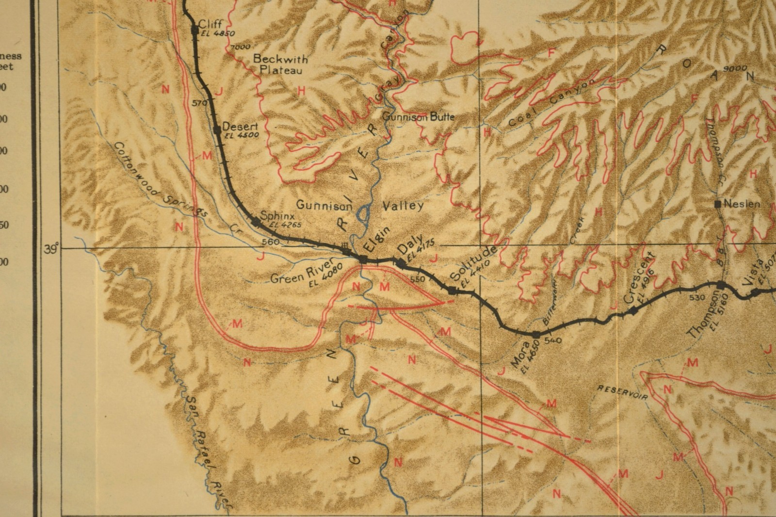 1922 Denver Rio Grande RR Map Woodside Utah Thompson Book Cliffs Green River