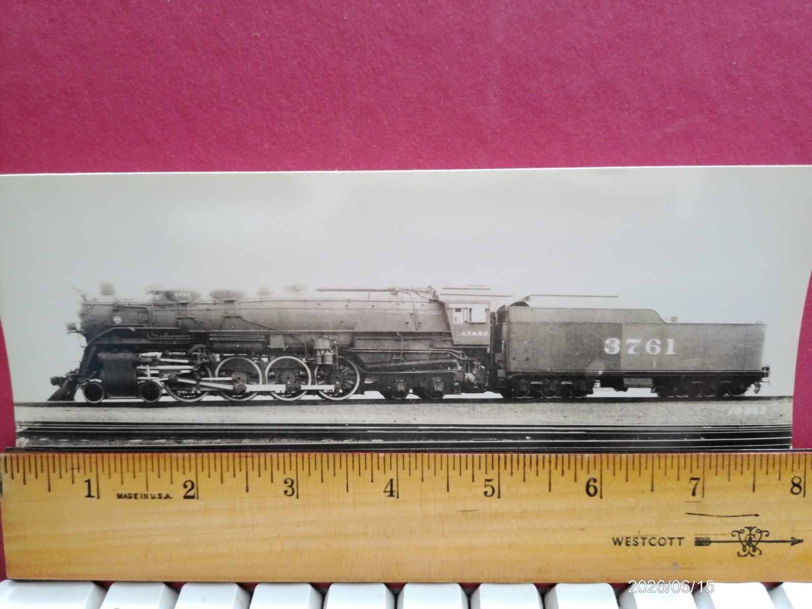 AT&SF RAILROAD ORIG BLUEPRINT DATA DIAGRAM BUILDER PHOTO 4-8-4 LOCOMOTIVE #3700