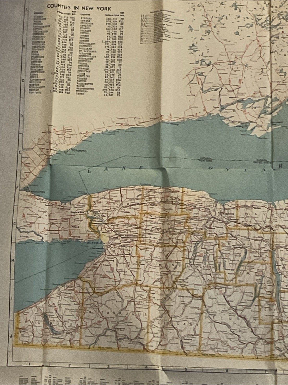 Vintage 1950s Geographia Highway & Railroad Map New York NY Alexander Gross