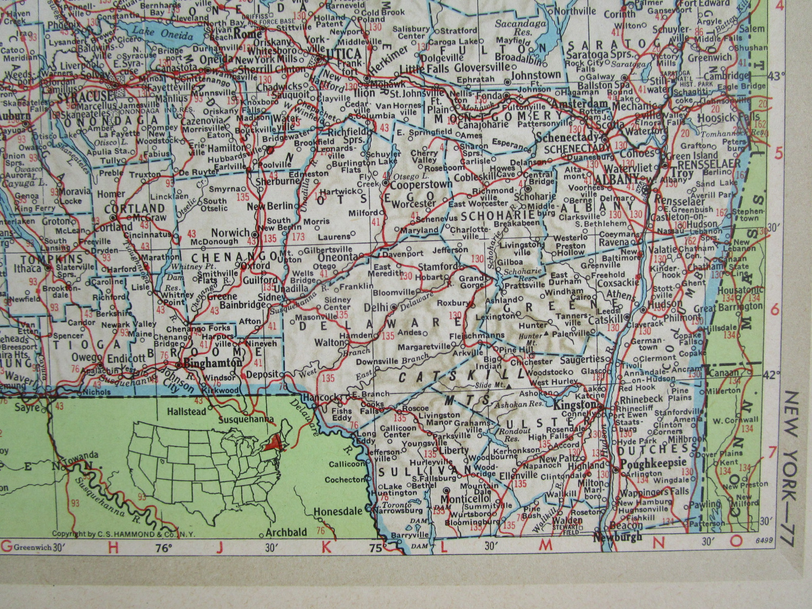 NC NY 1952 NORTH CAROLINA RAILROAD MAP BEAUFORT & MOREHEAD RR. or NEW YORK 1950s
