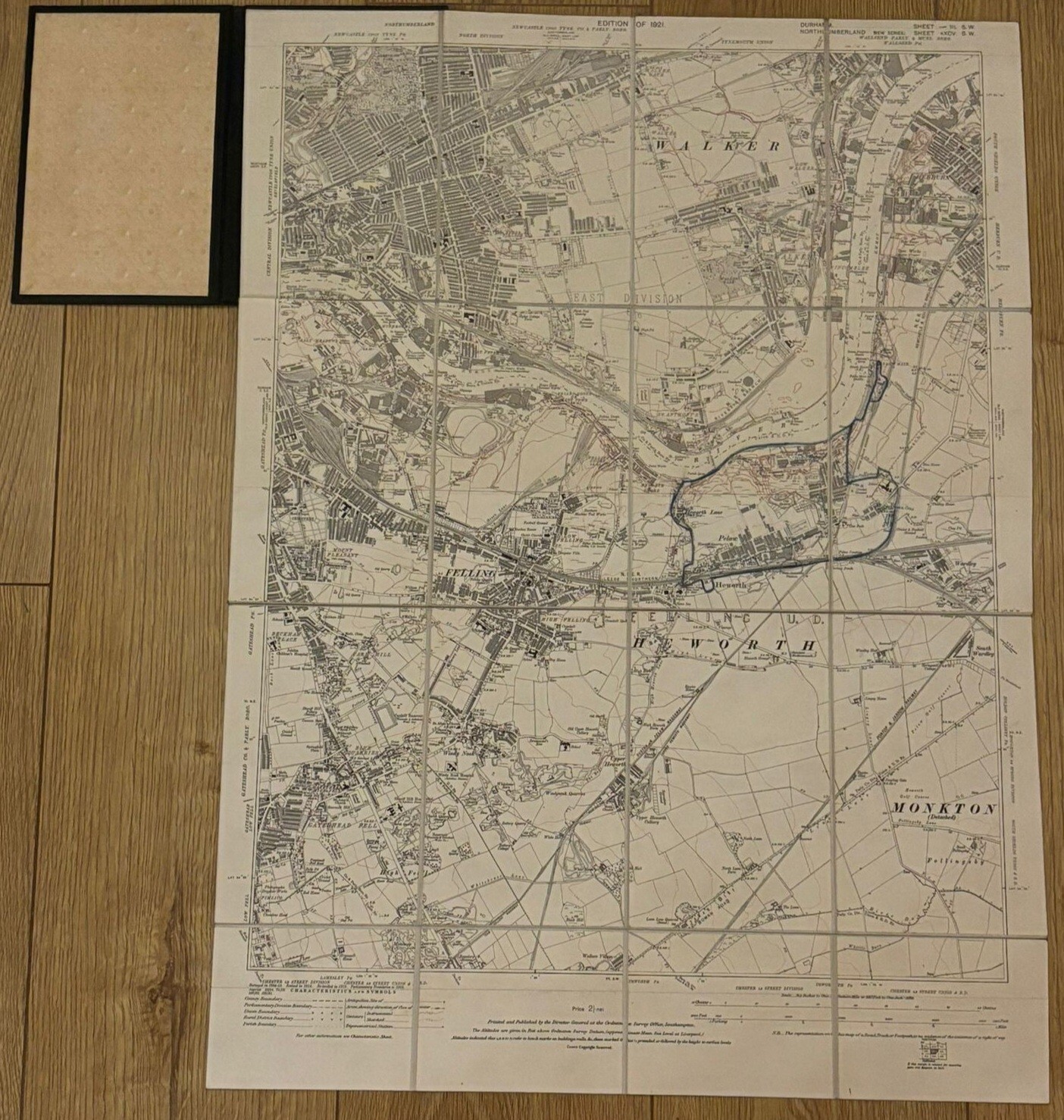 NER Gateshead Pelaw Map 1921 Railway Parcels delivered Handwritten Railway