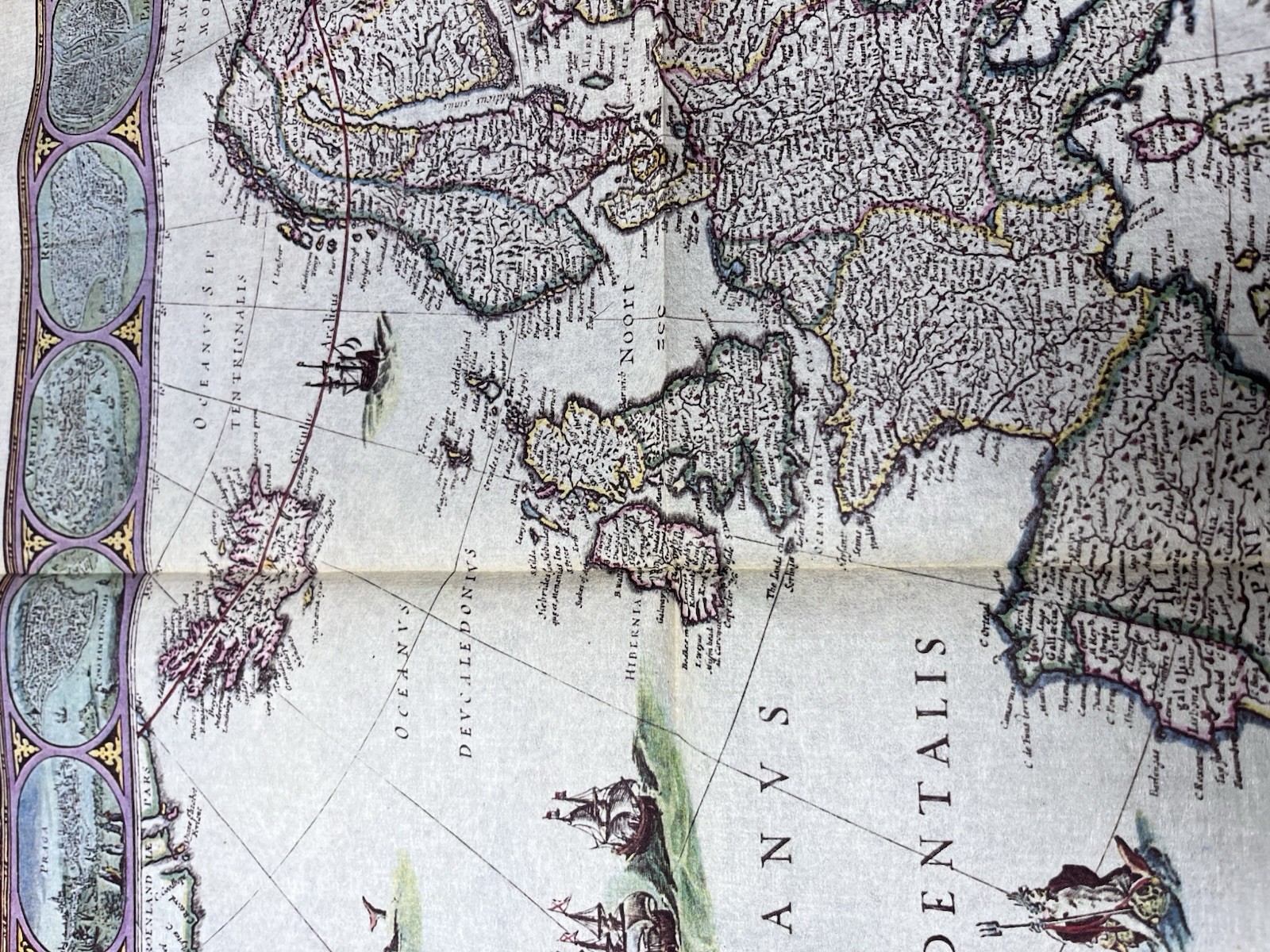 1975 Eurailpass Europe Souvenir Map Fabric Print Blaeu Style with Envelope
