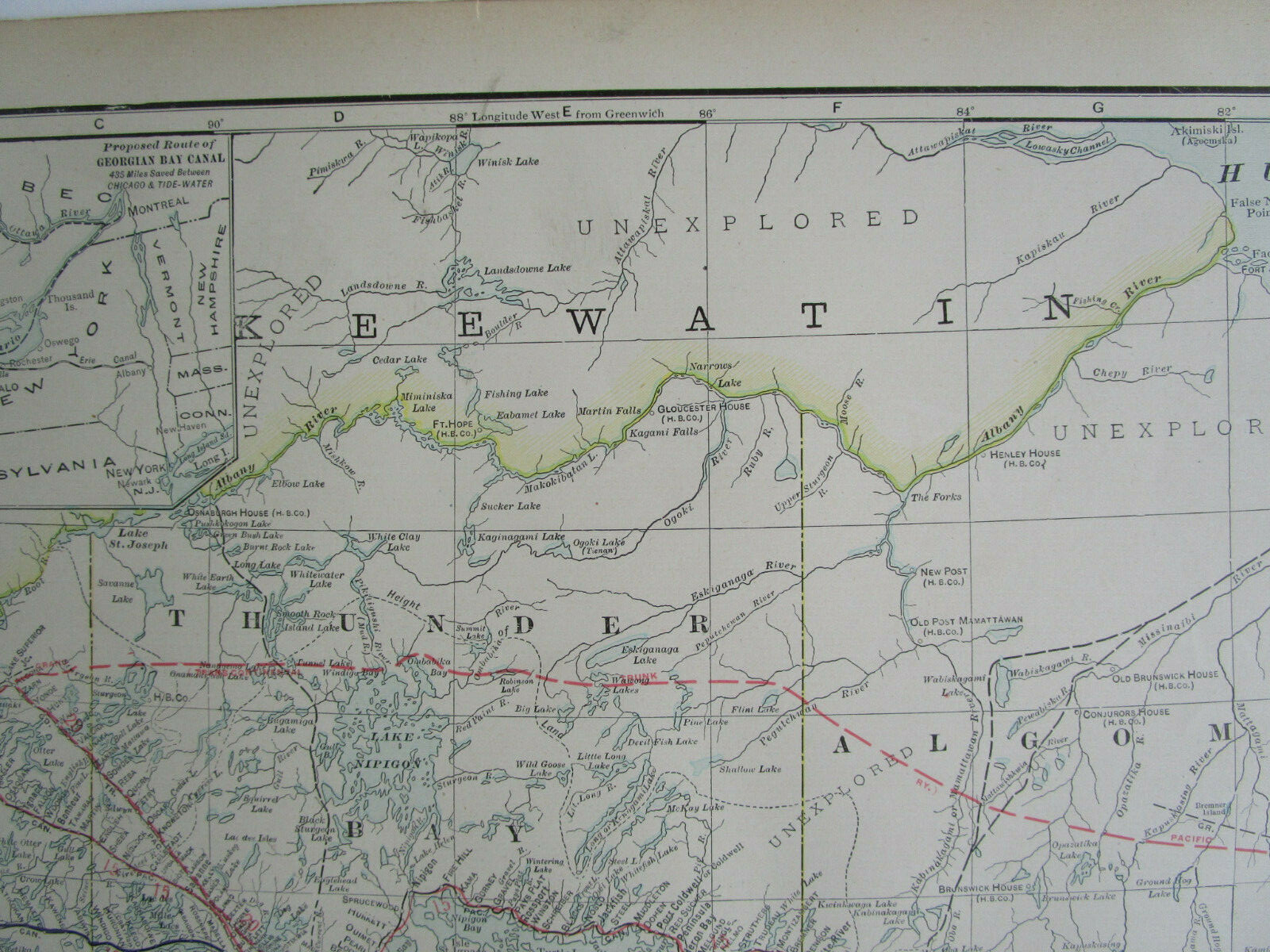 1910 UPPER ONTARIO STEAM, INTERURBAN ELECTRIC RAILROAD Map. CANADA 1900s