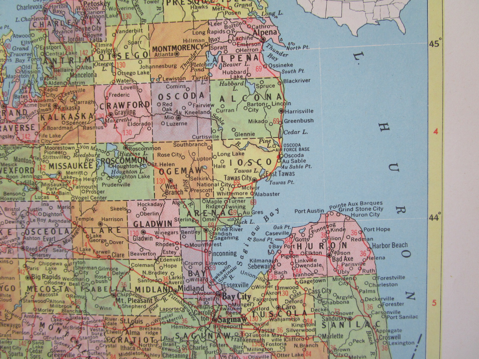 MN MI 1958 MINNESOTA RAILROAD Map DULUTH MESSABE & IRON RANGE RR ~or~ MICHIGAN