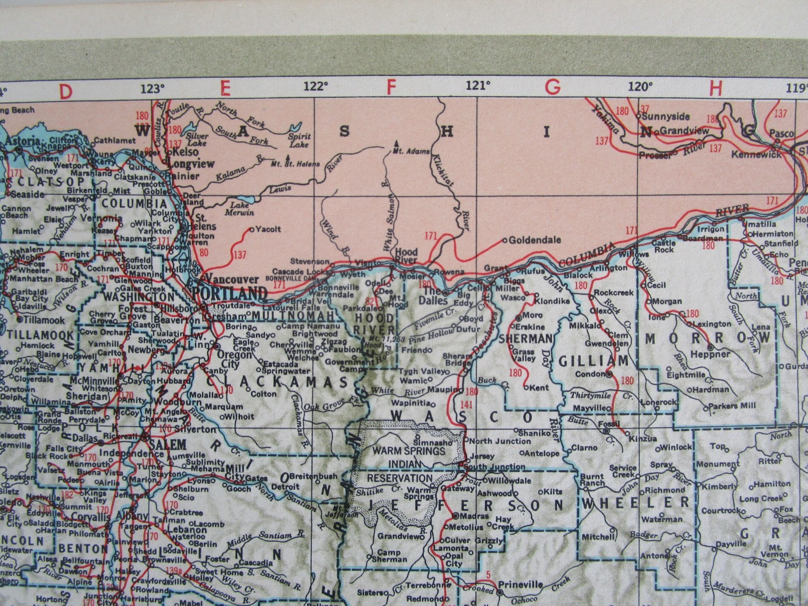 OR OK Vintage 1951 OREGON RAILROAD MAP. SUMPTER VALLEY RR or OKLAHOMA. OSAGE RR