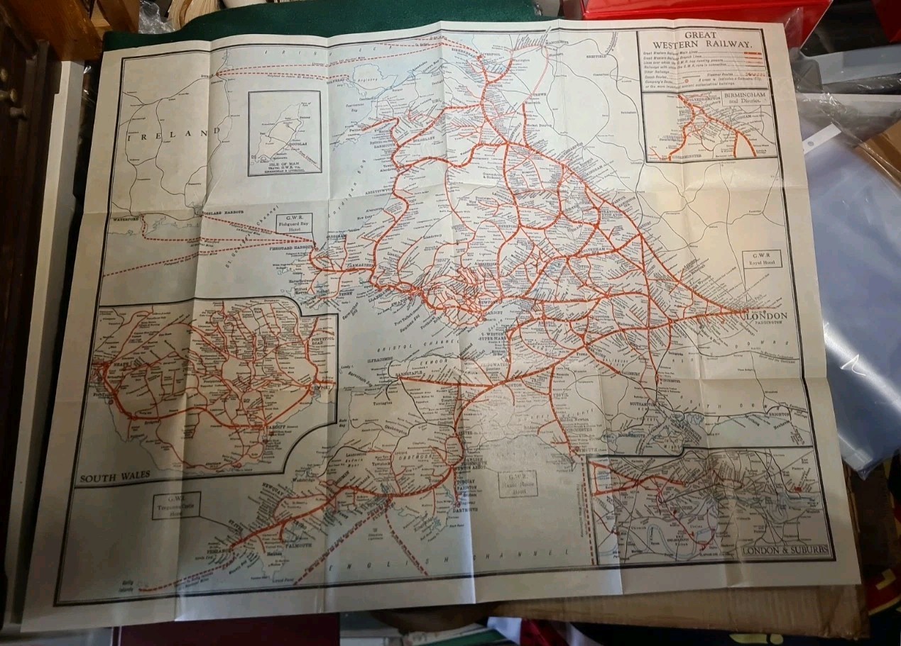 GWR Great Western British Railways Network Map in Great condtion – GWR Hotels