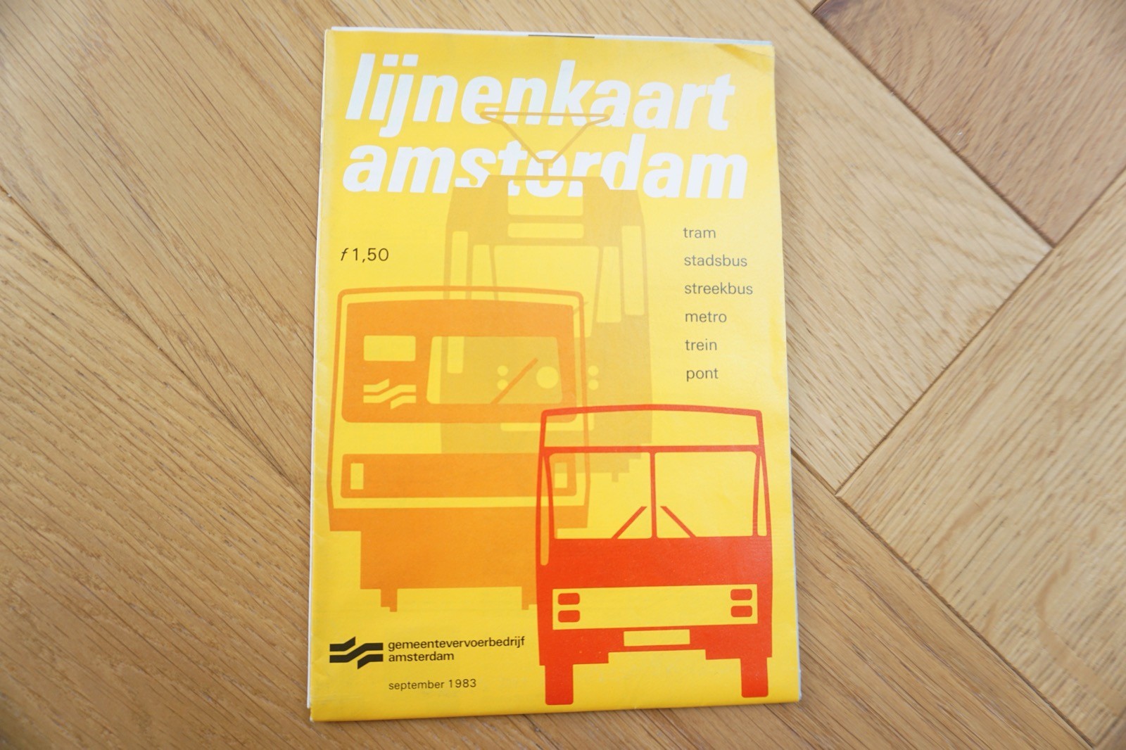 Sept 1983 Amsterdam Netherlands GVB Bus Tram Route Map