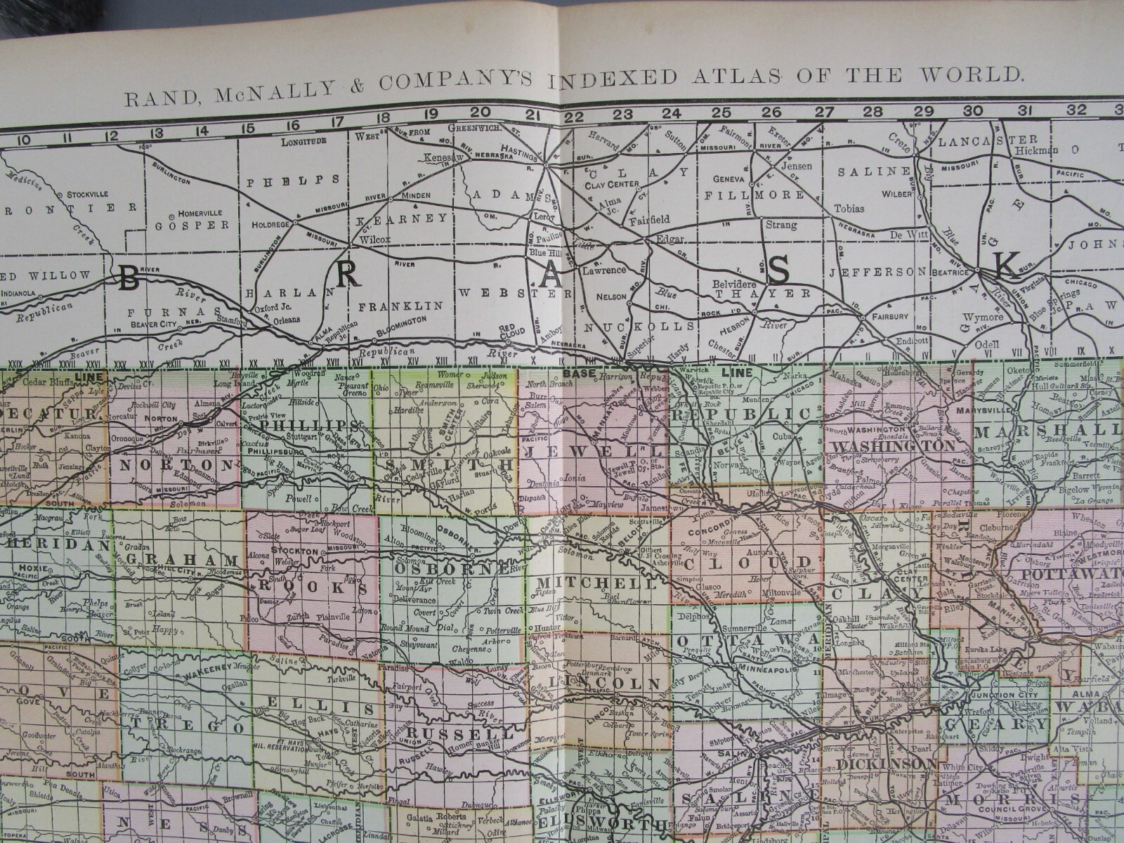 KS DATED 1902, 1888 KANSAS RAND McNALLY NEW BUSINESS ATLAS Map. Full index