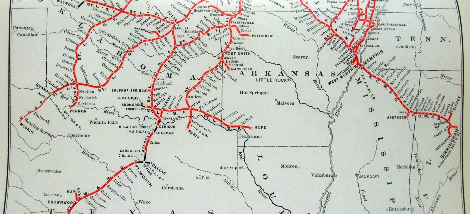 St. Louis San Francisco Railway – Original 1920 System Map. Railroad