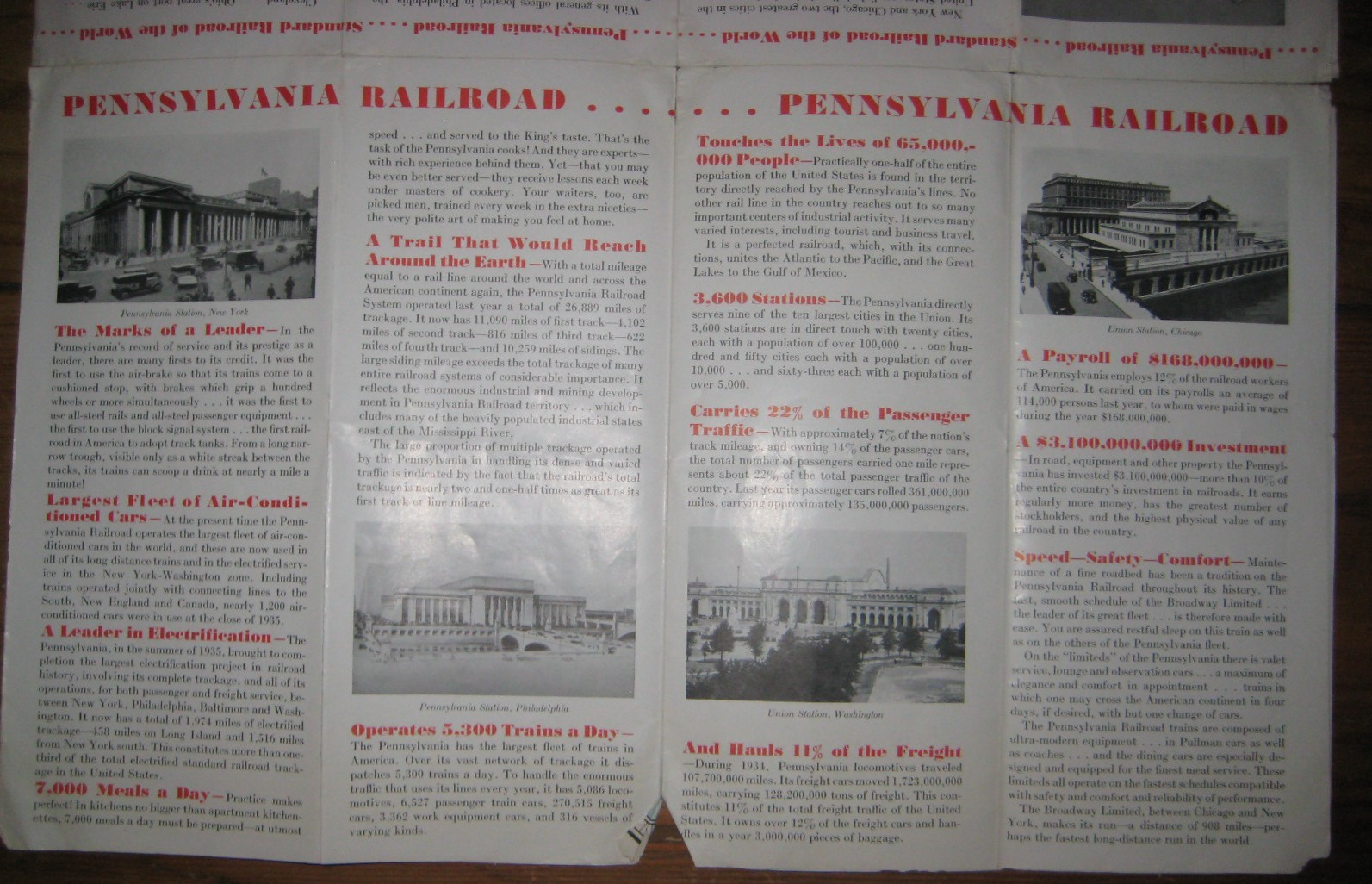 1934, Full United States Map Of The Pennsylvania Railroad System & Connections