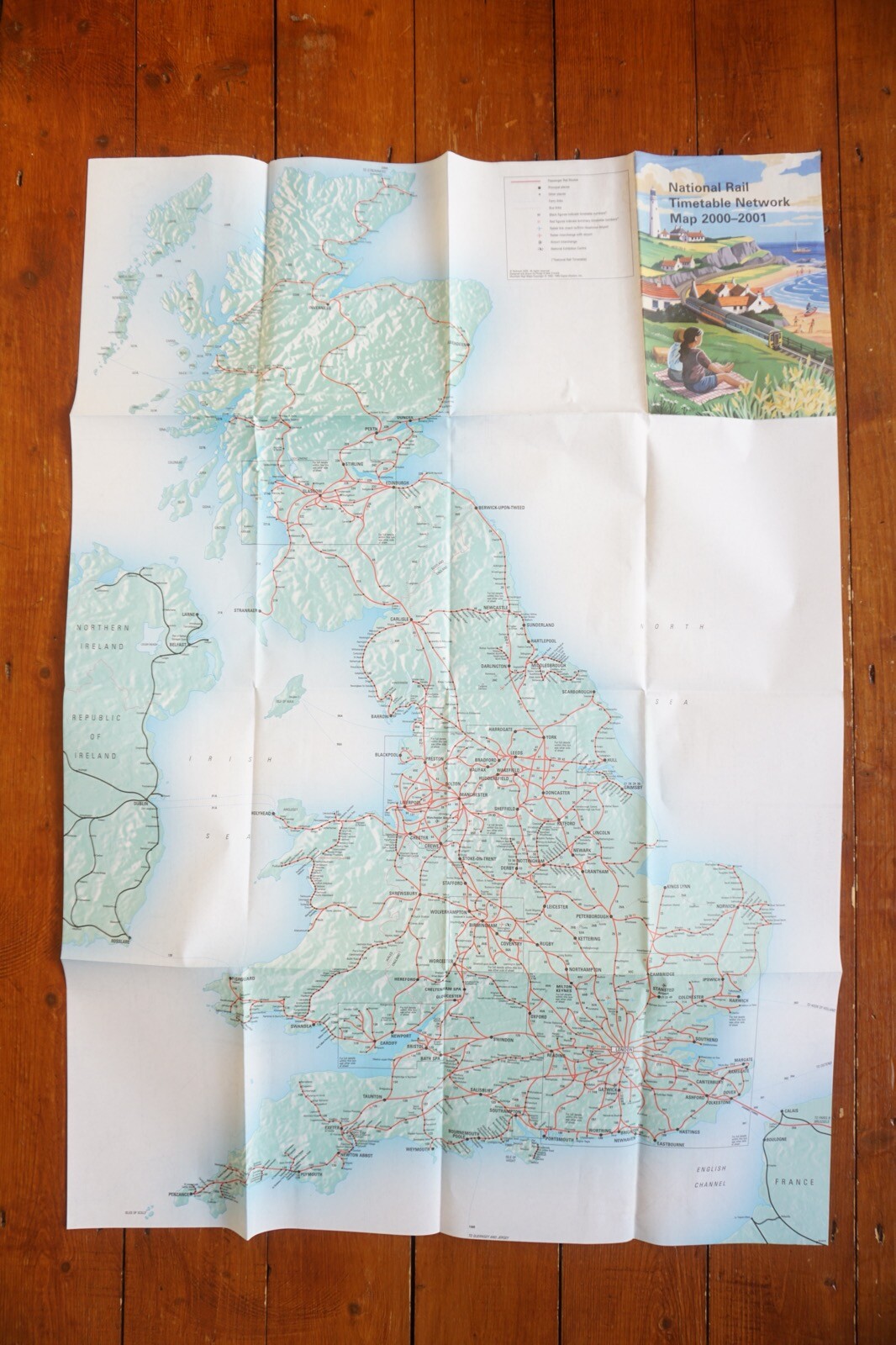 2000 2001 British Rail Passenger Network Railway Map VGC