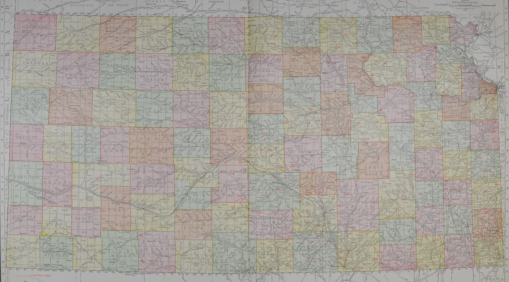 KANSAS – 1912 – RAND-McNALLY NEW COMMERCIAL ATLAS – SHOWS RAILROADS