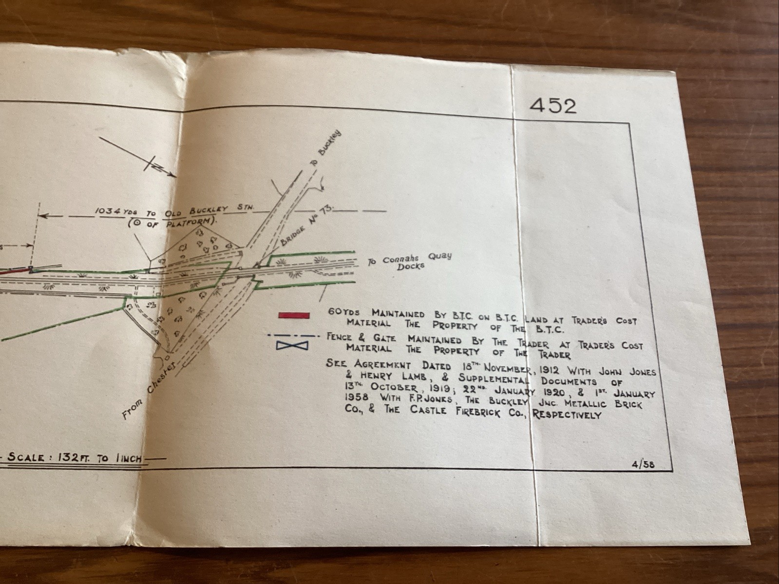 LONDON MIDLAND REGION RAILWAY BUCKLEY BRANCH engineers Plan~20.5cm X 47cm