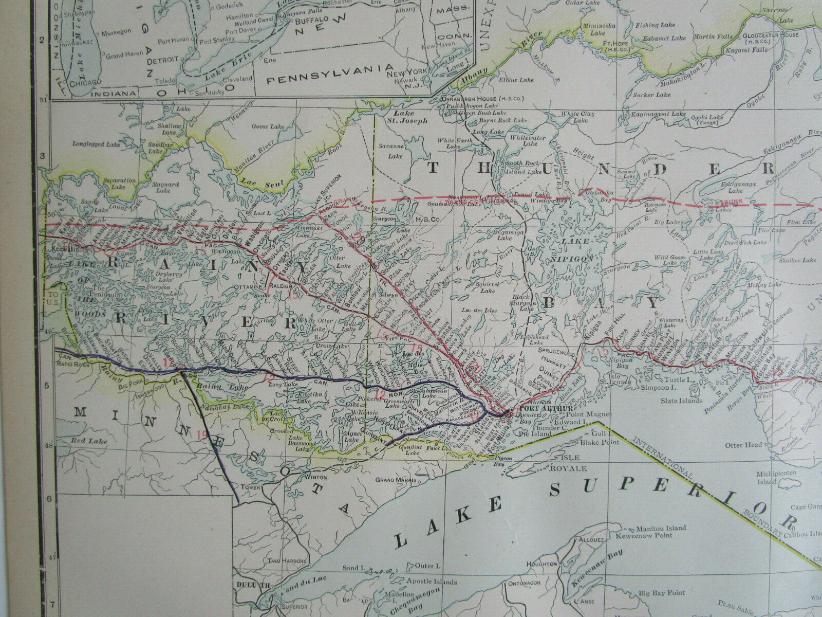 1910 UPPER ONTARIO STEAM, INTERURBAN ELECTRIC RAILROAD Map. CANADA 1900s