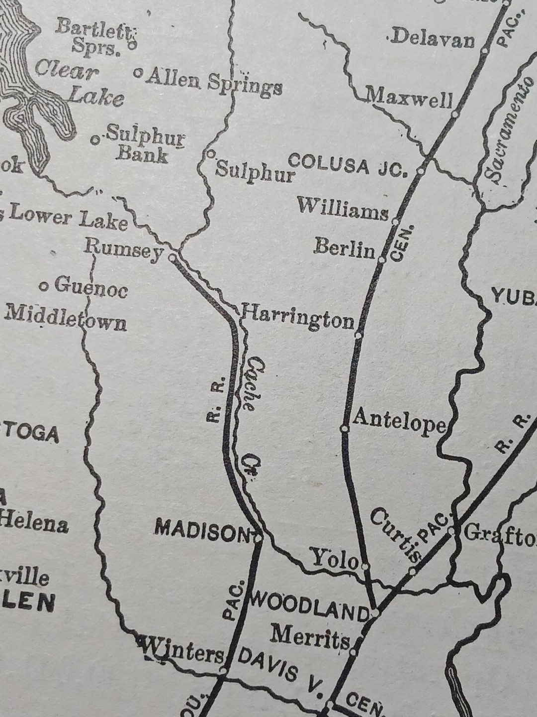 ~1898 Train Route Map SAN FRANCISCO & NORTH PACIFIC RAILWAY California FREE SHIP