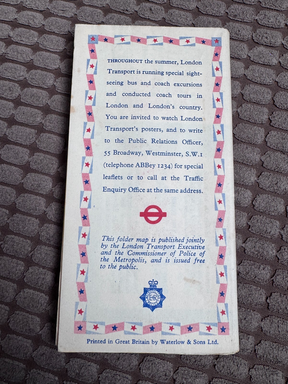 London Transport Underground Tube Map 1953 – Coronation Queen Elizabeth II