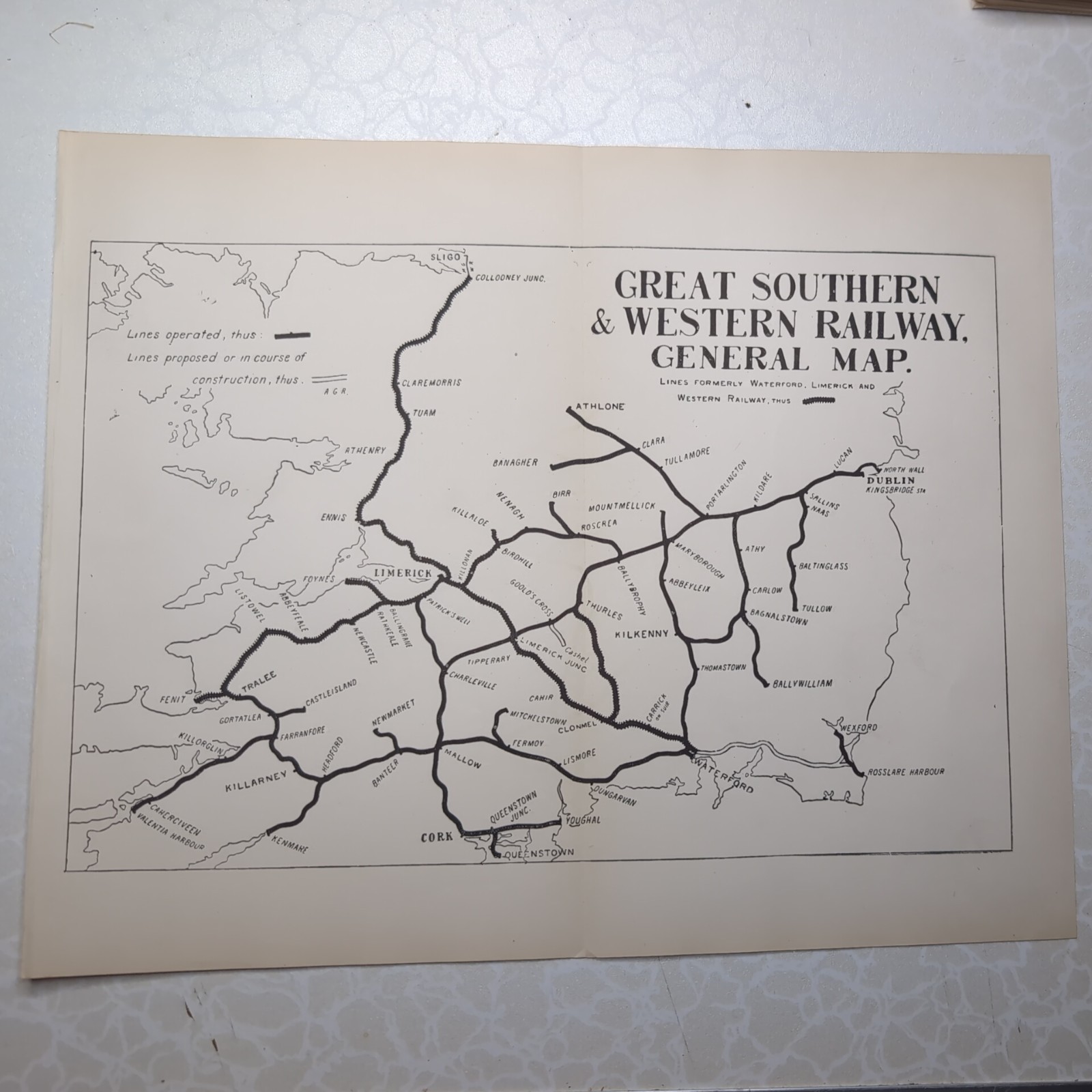 Original 1903 Great Southern and Western Railway General Map