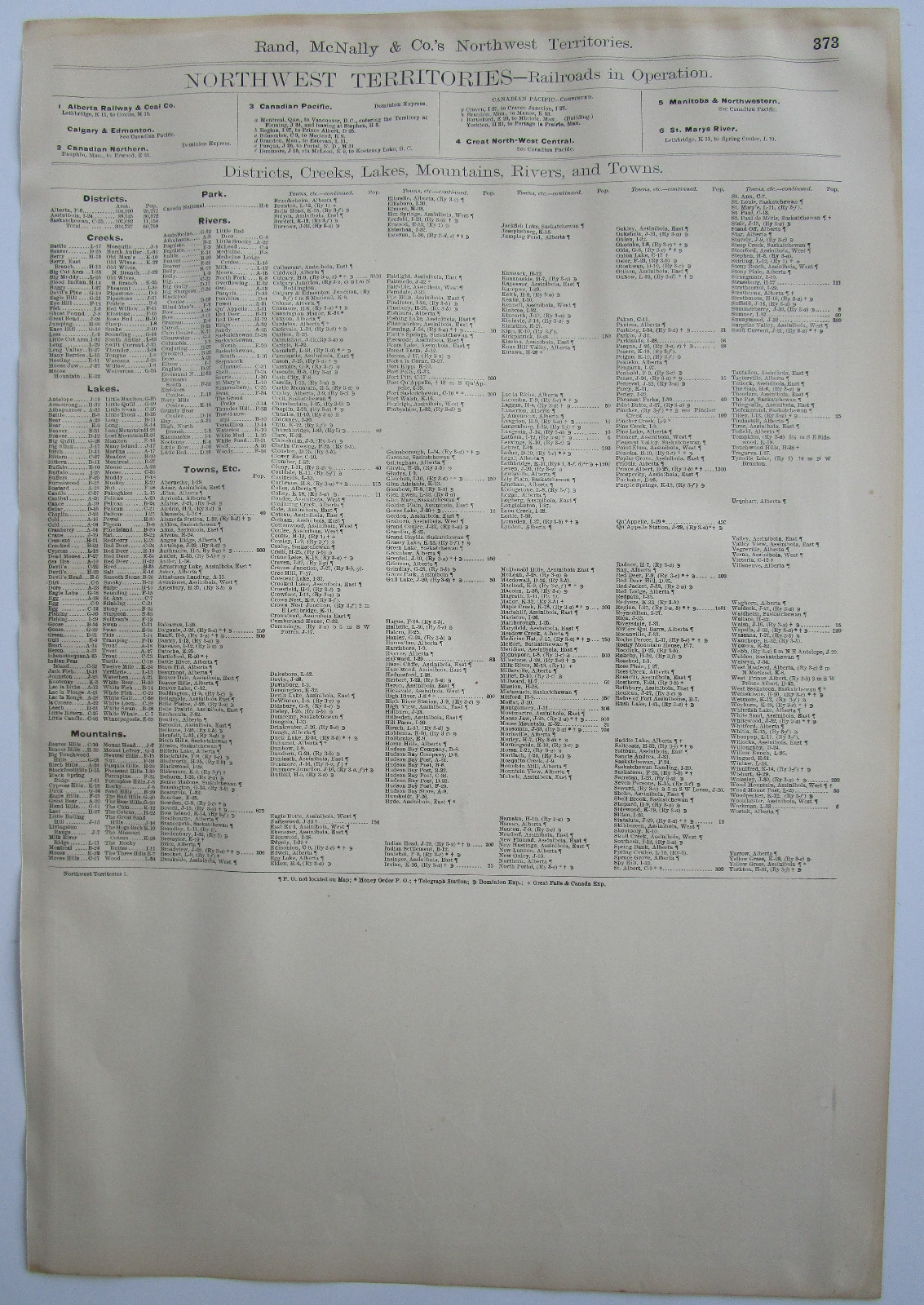 Lg 1901 CANADA NORTHWEST TERRITORIES RAILROAD Map McN Business ST MARYS RIVER RR